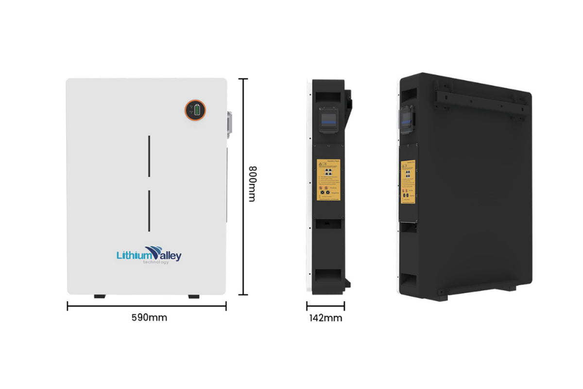 Lithium Valley 10.24kWh Wall Mounted LiFePO4 Battery | 51.2V 200Ah Solar Battery | LV-BAT-W10.24Ac