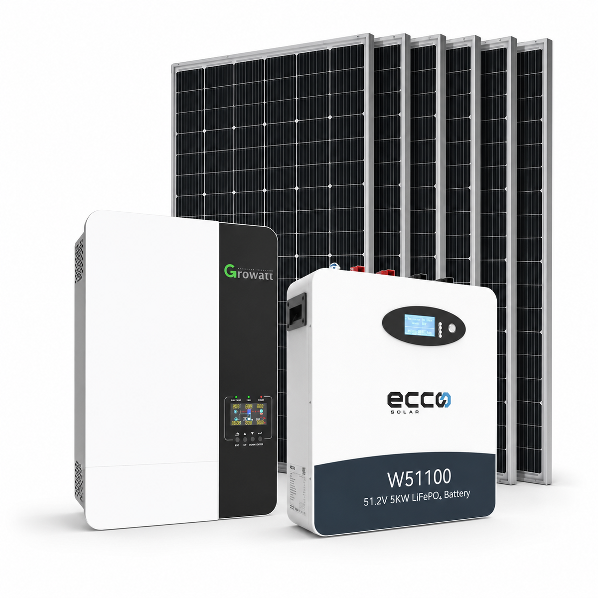 Growatt 5kW Solar System + ECCO 5.12kWh Battery + 6 × 620W Panels